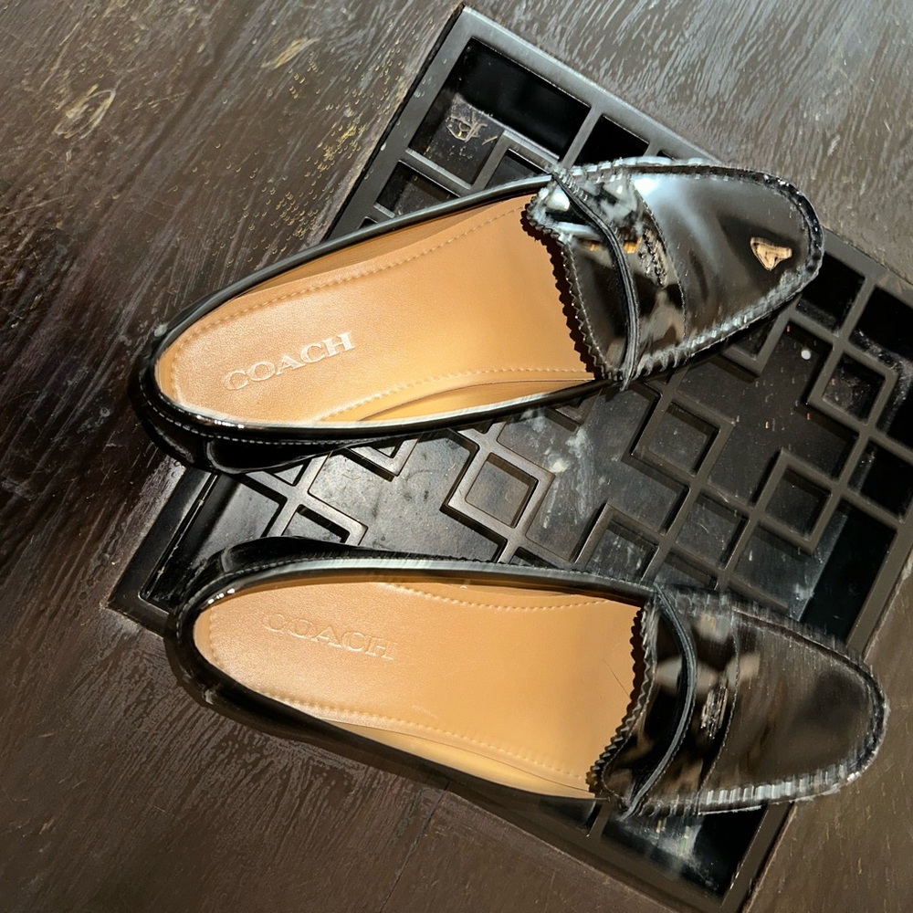 Coach Black Flats with Bow Detail